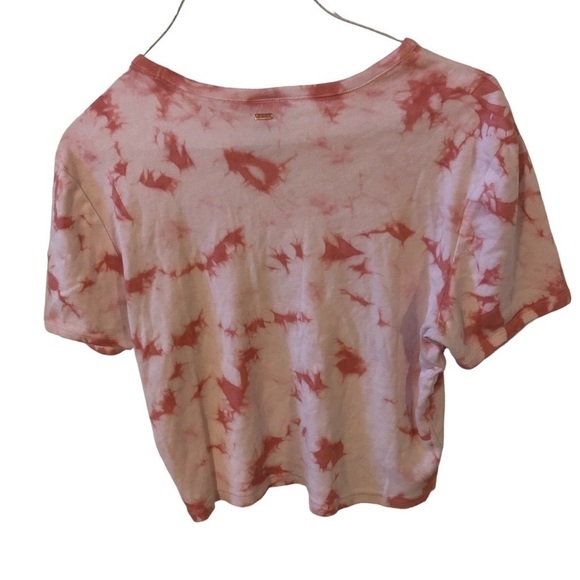 Victoria's Secret Pink Cropped Short Sleeve Shades of Pink Tye-Dyed Splatter M - Picture 4 of 8